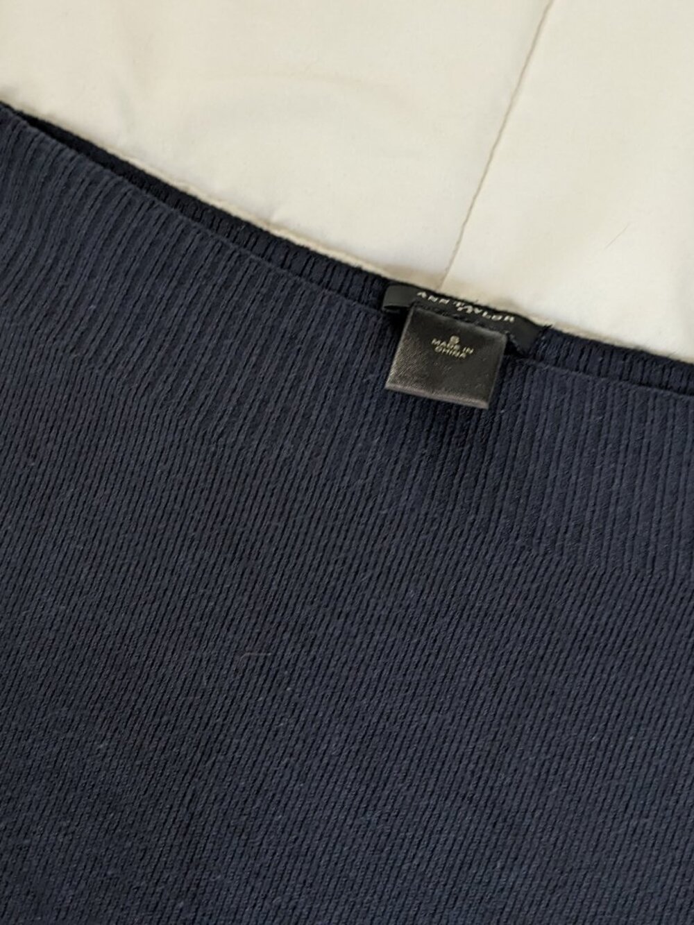 Ann Taylor Navy Blue Knit Peplum Top, Soft Rayon Blend Peplum Top Boat Neck - Picture 6 of 6
